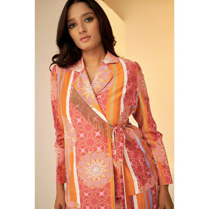 BETRUE Wrap Jacket and Pants Set In Bukhara Print (Set of 2)