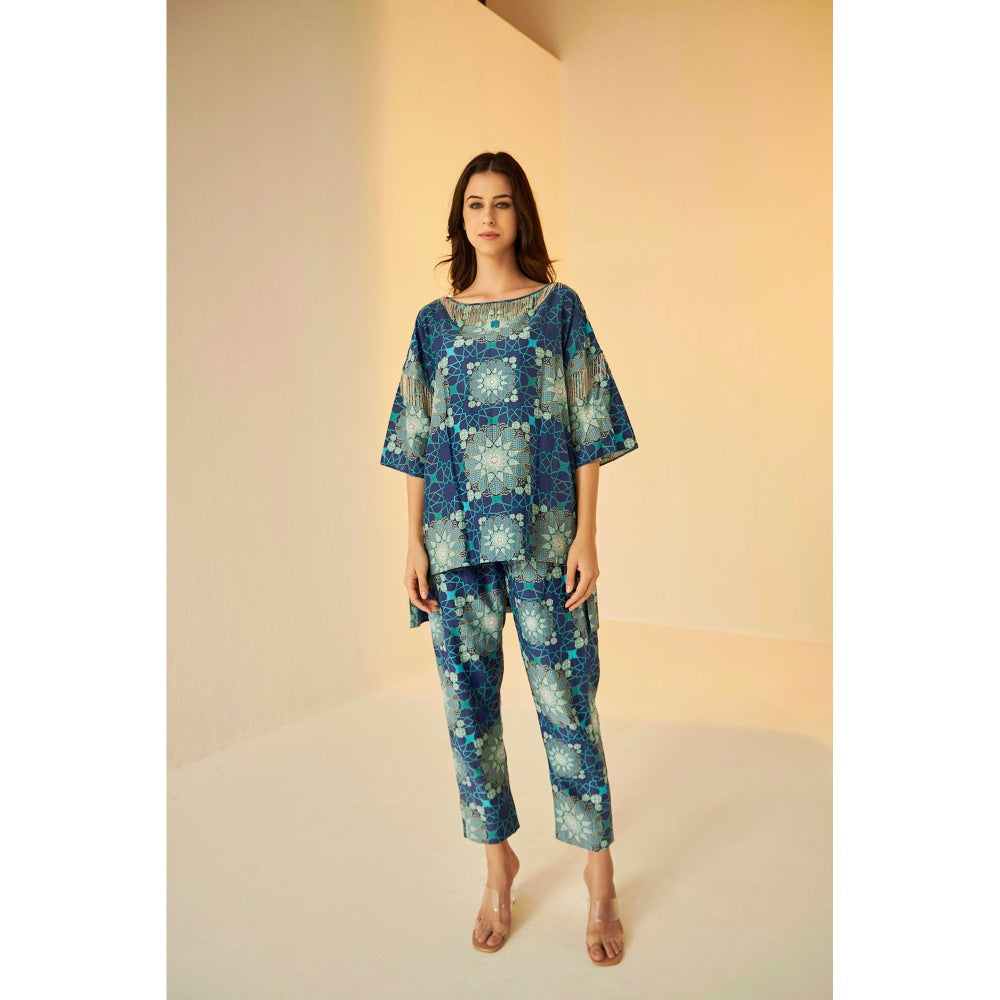 BETRUE Boat Neck Tashkent Printed Top and Pants Set (Set of 2)
