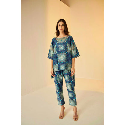 BETRUE Boat Neck Tashkent Printed Top and Pants Set (Set of 2)