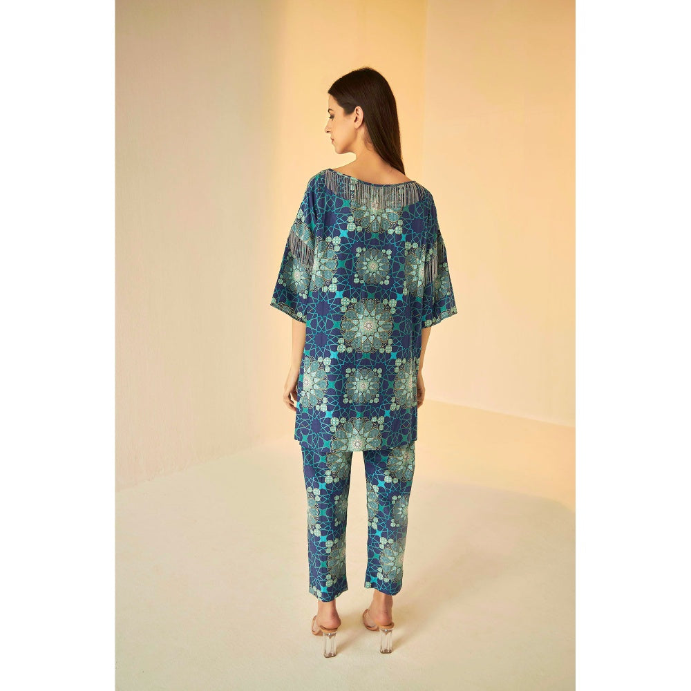 BETRUE Boat Neck Tashkent Printed Top and Pants Set (Set of 2)