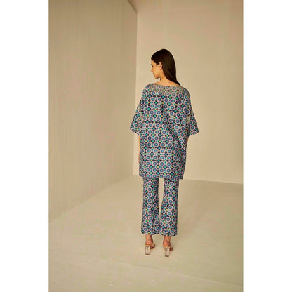 BETRUE Boat Neck Kokand Printed Top and Pants Set (Set of 2)