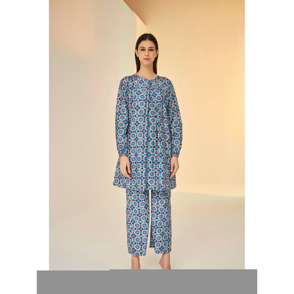 BETRUE Raglan Sleeve Kokand Print Shirt and Pants Set (Set of 2)