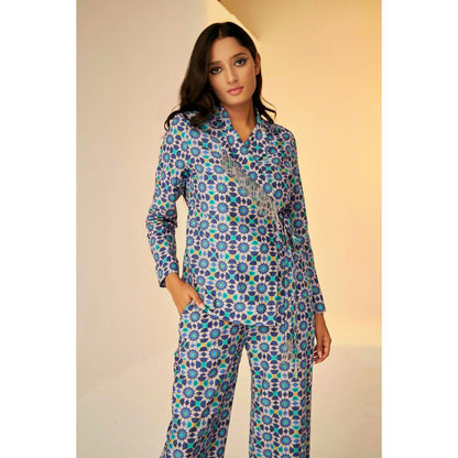 BETRUE Wrap Jacket and Pants Set In Kokand Print (Set of 2)