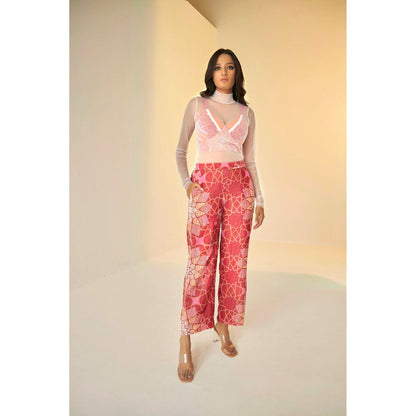 BETRUE Bukhara Velvet Jacket and Pants Set With Bustier and Net Top (Set of 4)