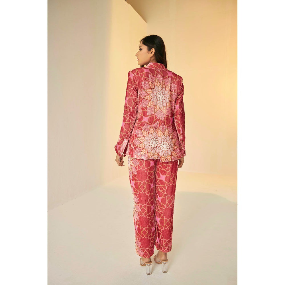 BETRUE Bukhara Velvet Jacket and Pants Set With Bustier and Net Top (Set of 4)