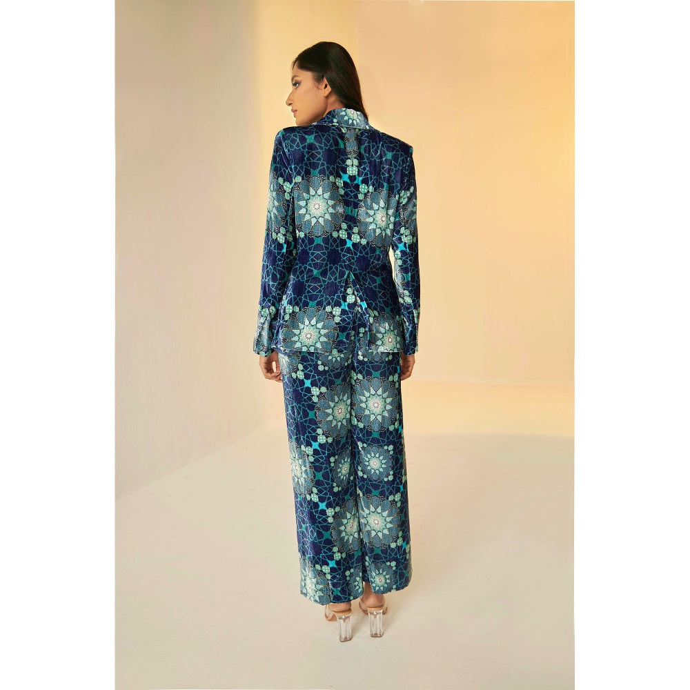 BETRUE Tashkent Velvet Jacket and Pants Set With Bustier and Net Top (Set of 4)