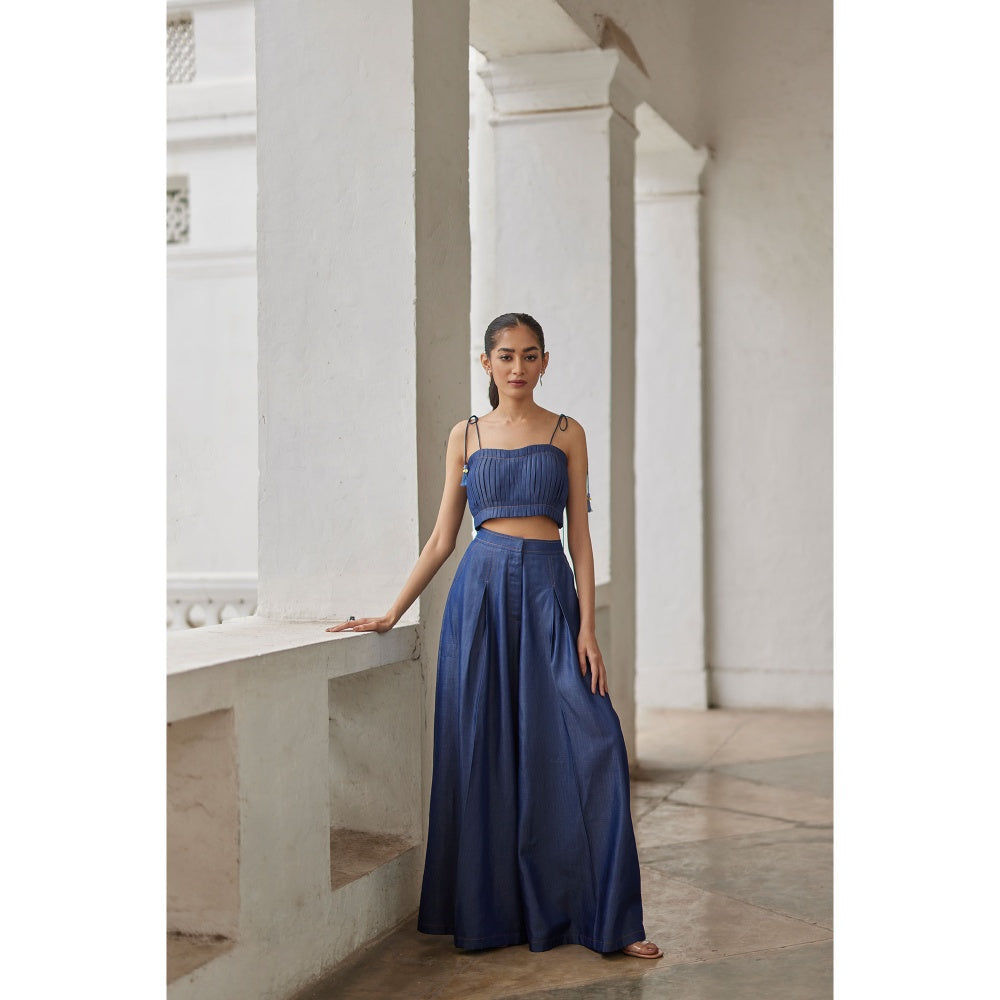 BETRUE Denim Pleated Bustier