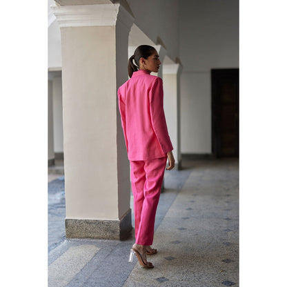 BETRUE Pink Coronation Linen Jacket with Pant (Set of 2)