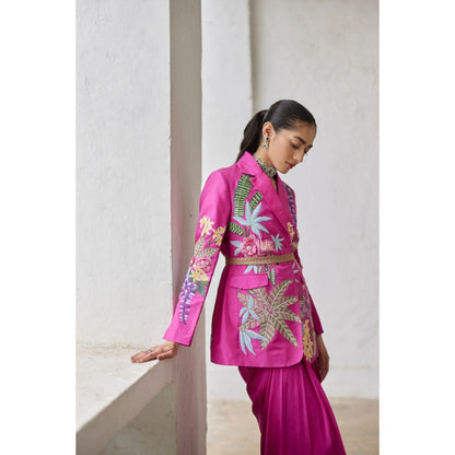 BETRUE Rani Tropical Dream Embroidered Silk Drape Skirt