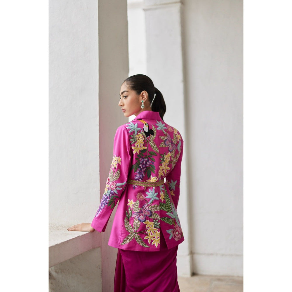 BETRUE Rani Tropical Dream Embroidered Silk Drape Skirt