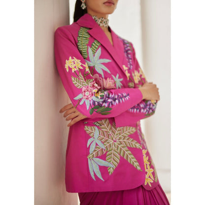 BETRUE Rani Tropical Dream Embroidered Silk Drape Skirt