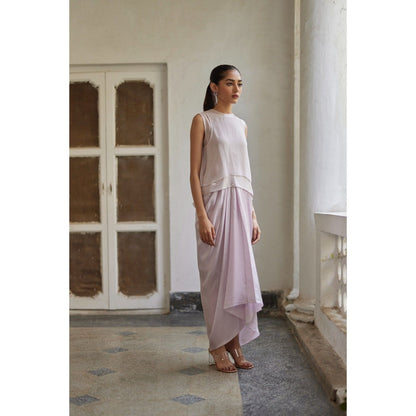 BETRUE Lilac Floral Drape Skirt