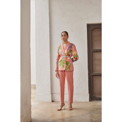 BETRUE Peach Peony Embroidered Jacket