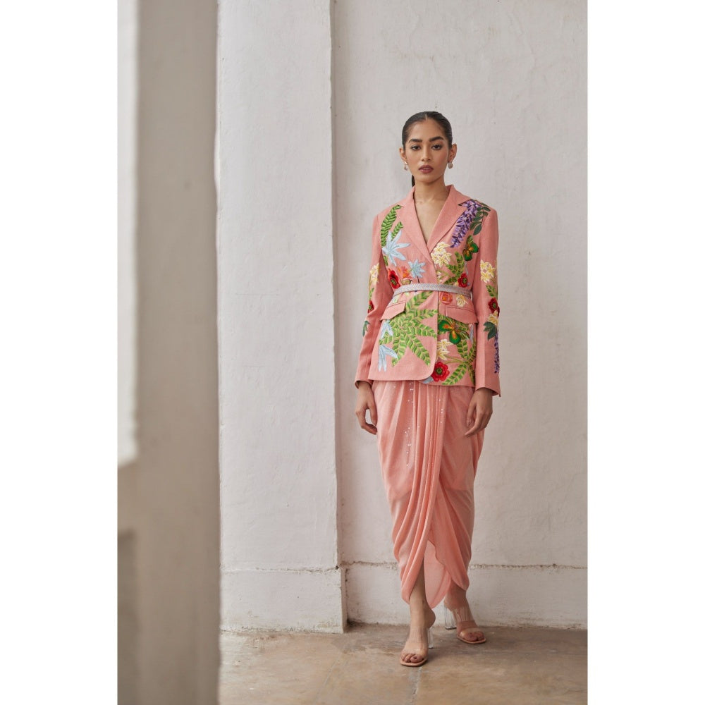 BETRUE Peach Peony Embroidered Jacket