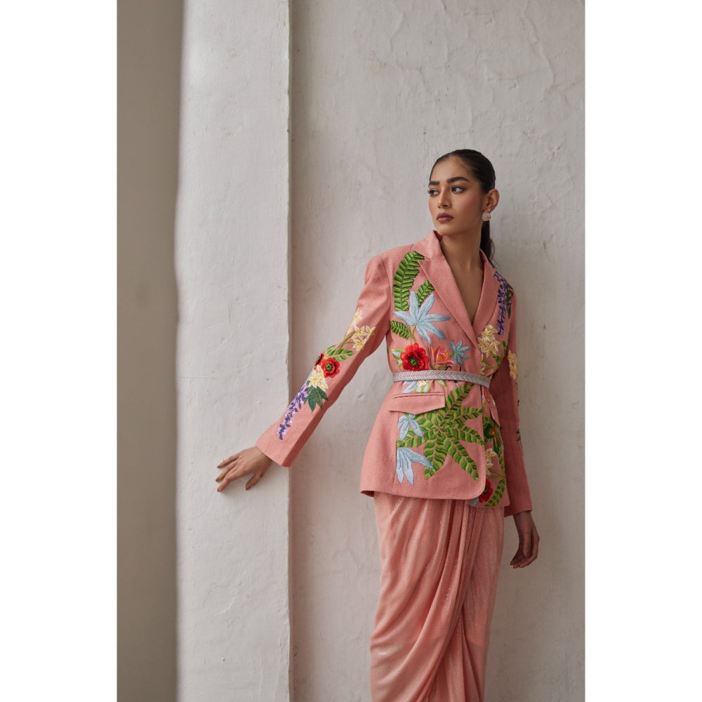 BETRUE Peach Peony Embroidered Jacket