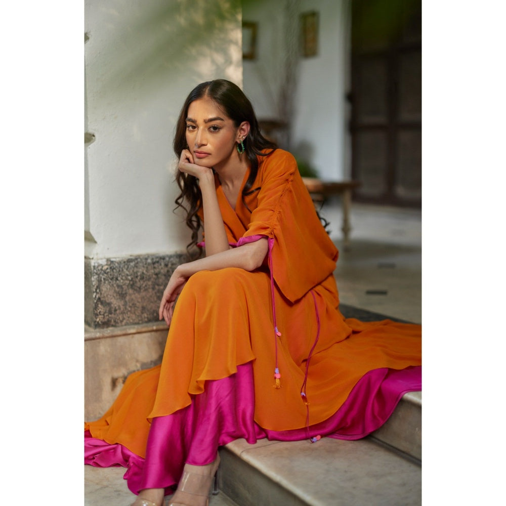BETRUE Orange Hibiscus Flare Dress