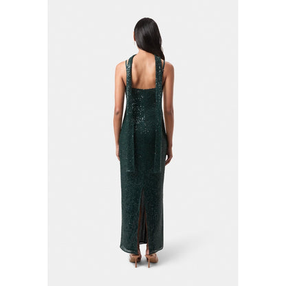 BEYOND Womens Sequin Sequined Teal Dress With Scarf