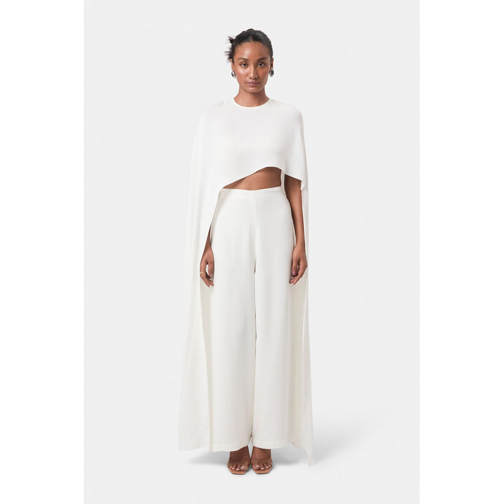 BEYOND Ivory Alaia Asymmetrical Overlay Top