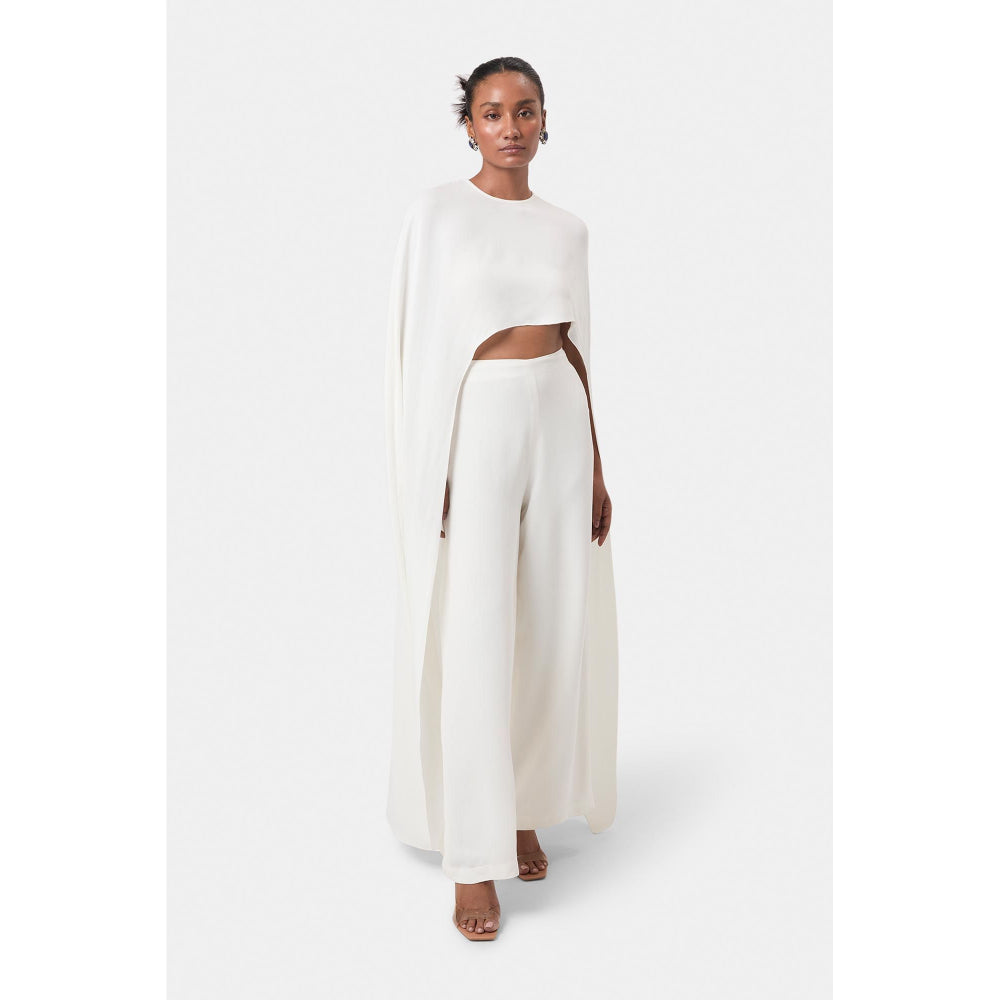 BEYOND Ivory Alaia Asymmetrical Overlay Top