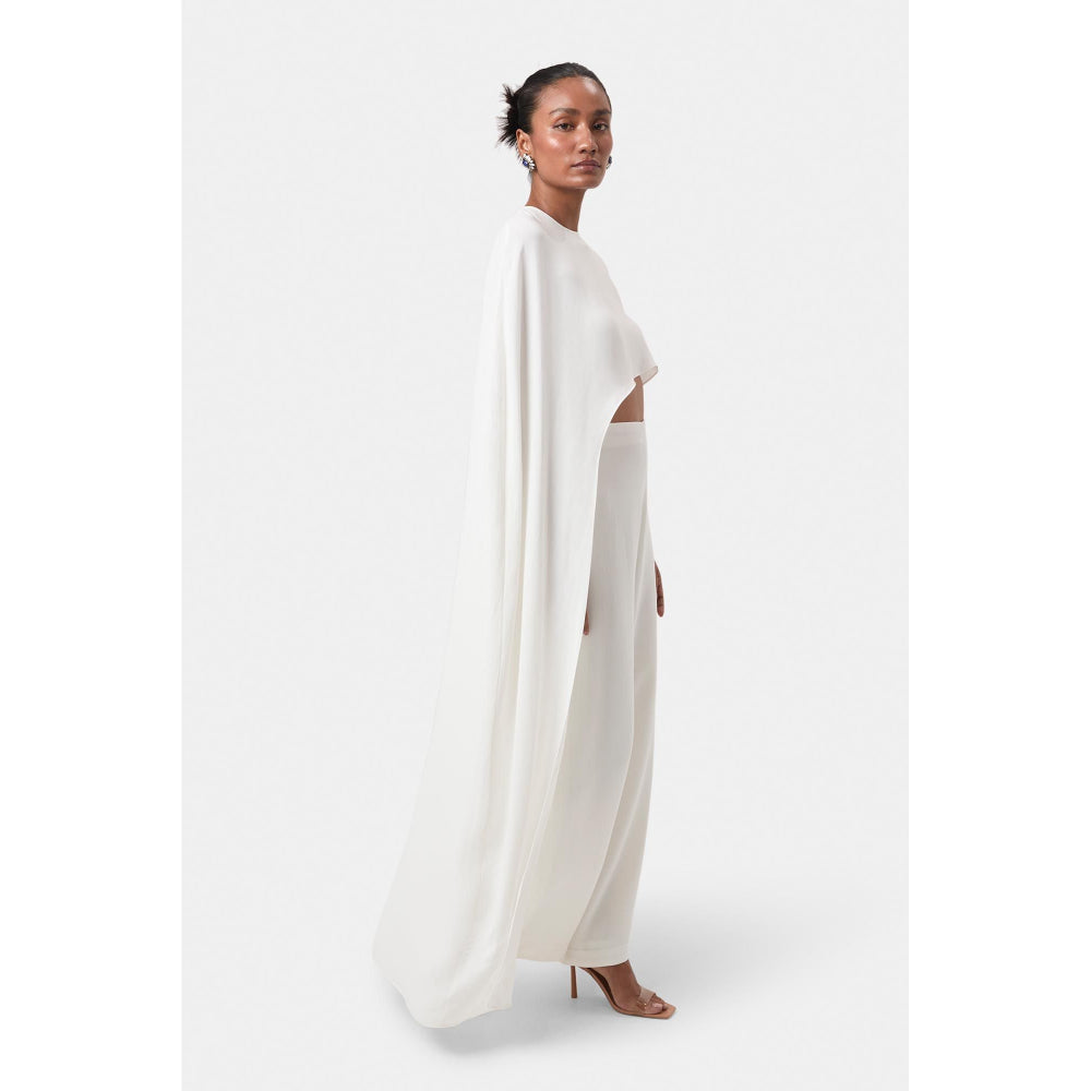 BEYOND Ivory Alaia Asymmetrical Overlay Top