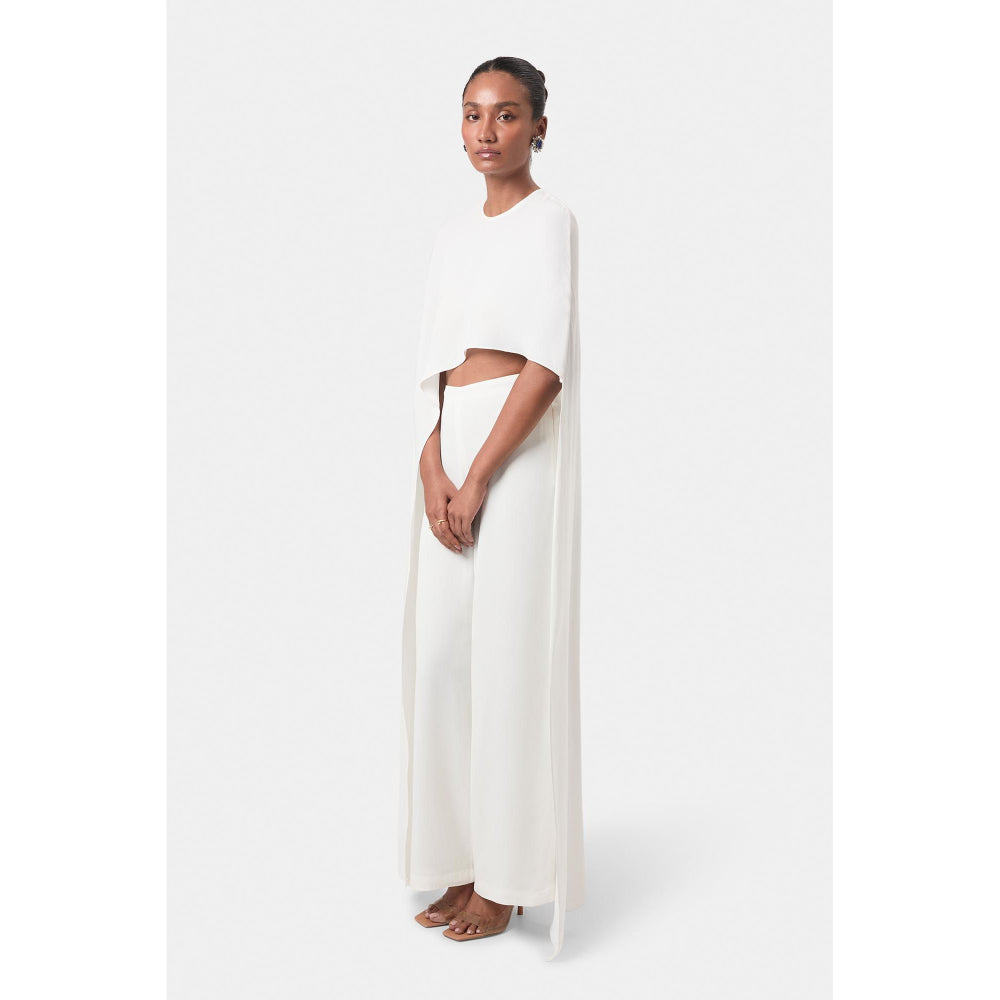 BEYOND Ivory Alaia Asymmetrical Overlay Top