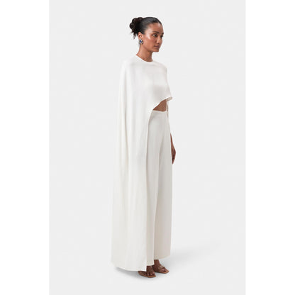 BEYOND Ivory Alaia Asymmetrical Overlay Top