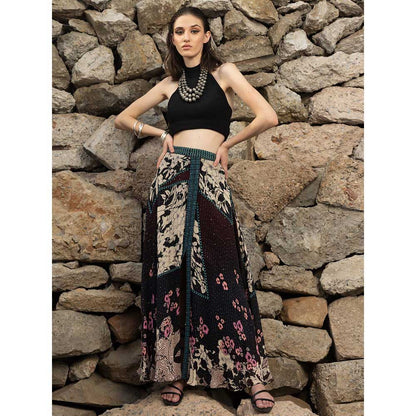 Bhanuni by Jyoti Brunette Brown and Oyster Grey Maxi Skirt