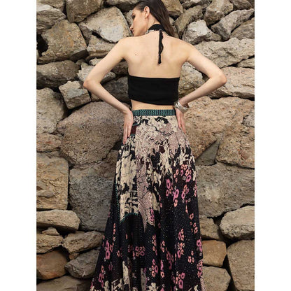 Bhanuni by Jyoti Brunette Brown and Oyster Grey Maxi Skirt