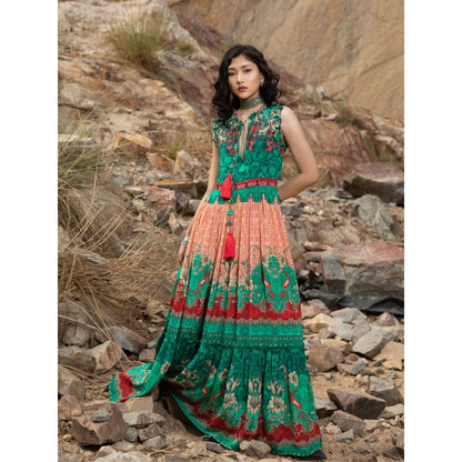 Bhanuni by Jyoti Women Printed Dynasty Green Maxi Dress