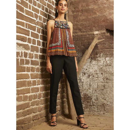 Bhanuni by Jyoti Tangerine Printed Top