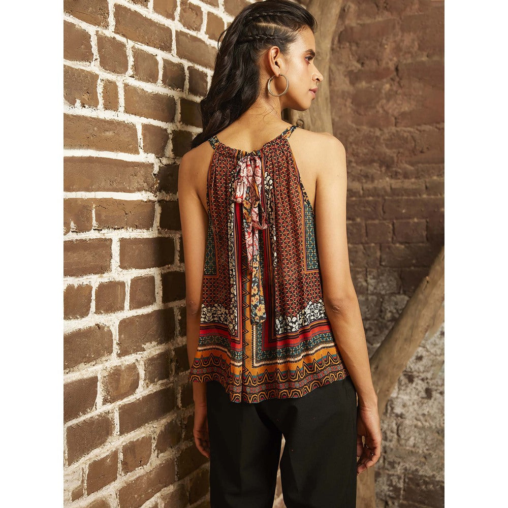 Bhanuni by Jyoti Tangerine Printed Top