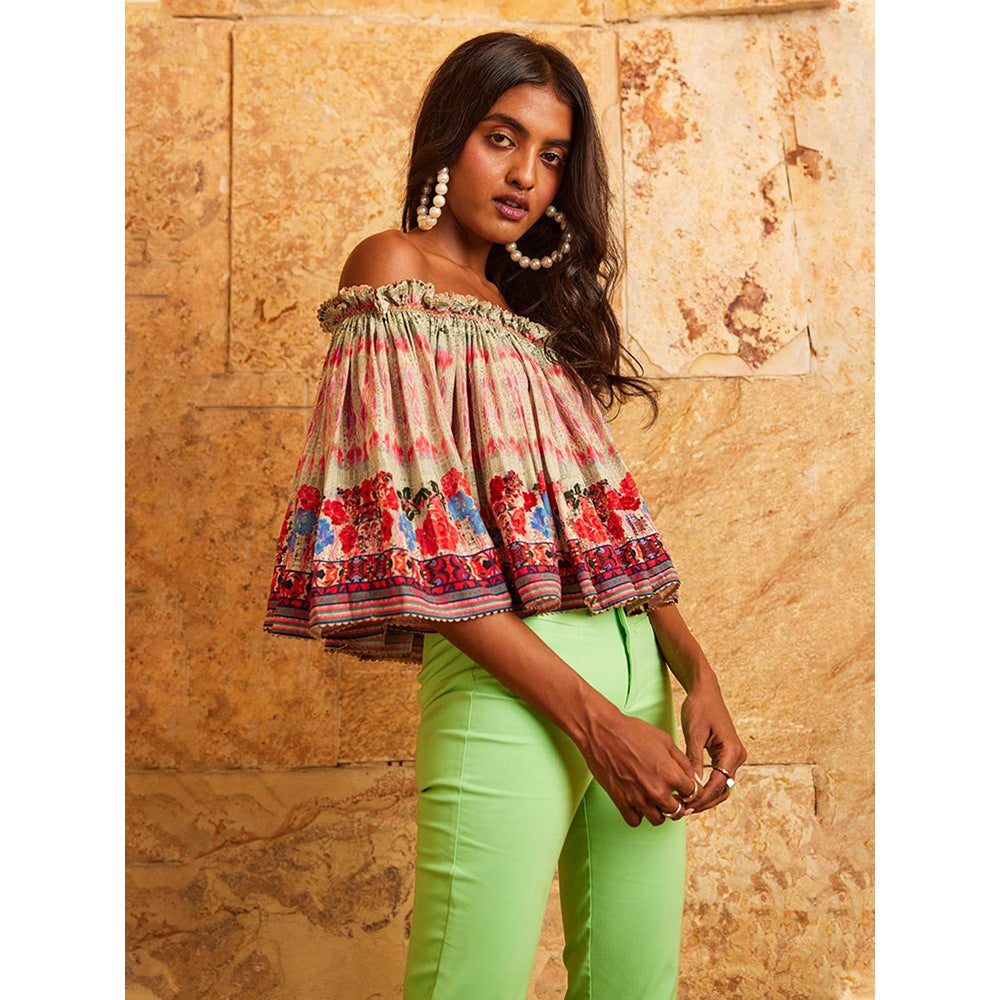 Bhanuni by Jyoti Red Printed Top