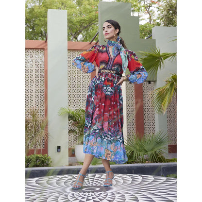 Bhanuni by Jyoti Munsell Blue Midi Dress