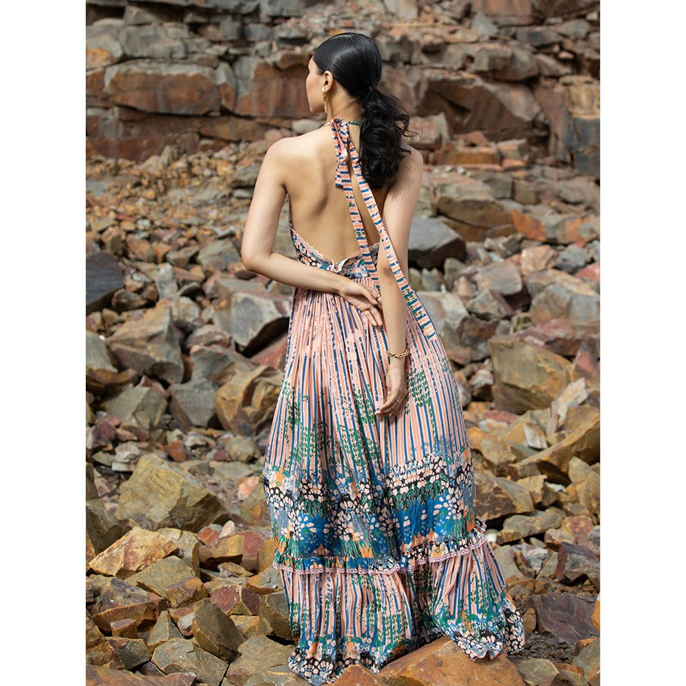 Bhanuni by Jyoti Multi-Colour Pastel Cornflower Maxi Dress