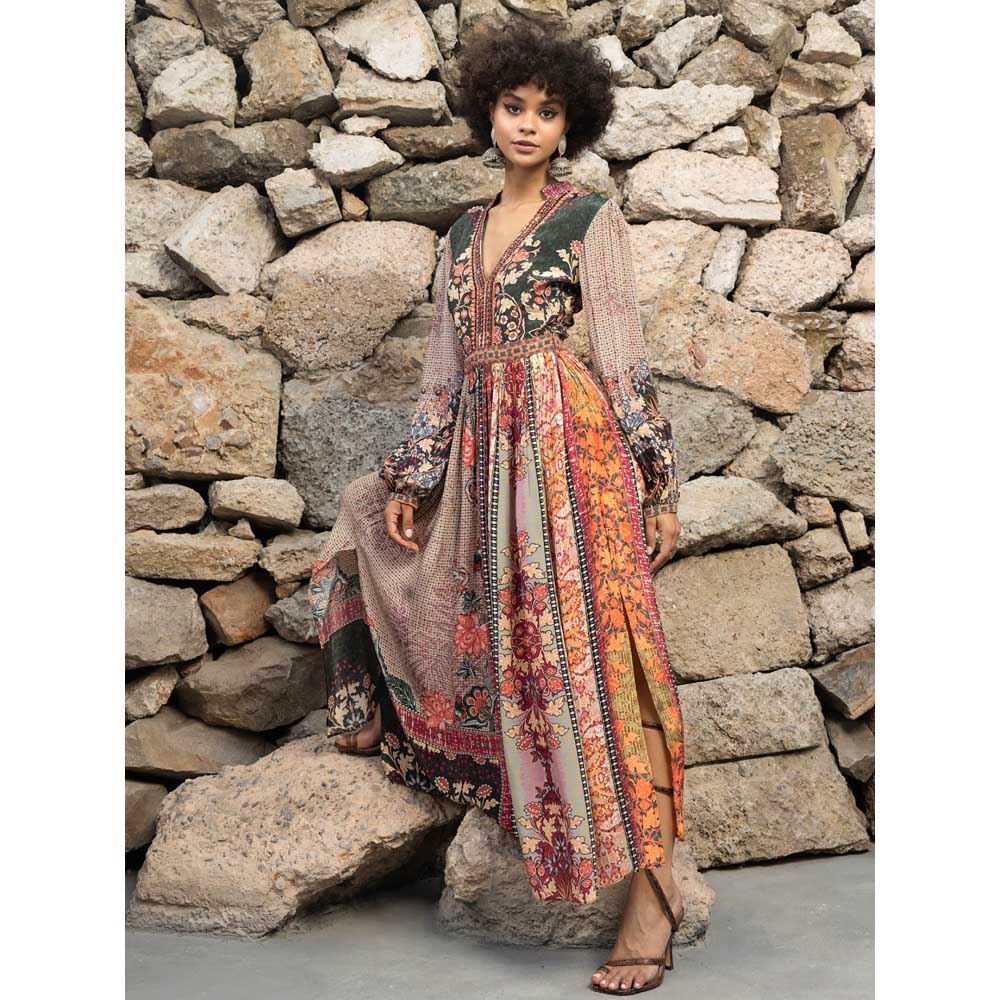 Bhanuni by Jyoti Apricot Multicolour Maxi Dress