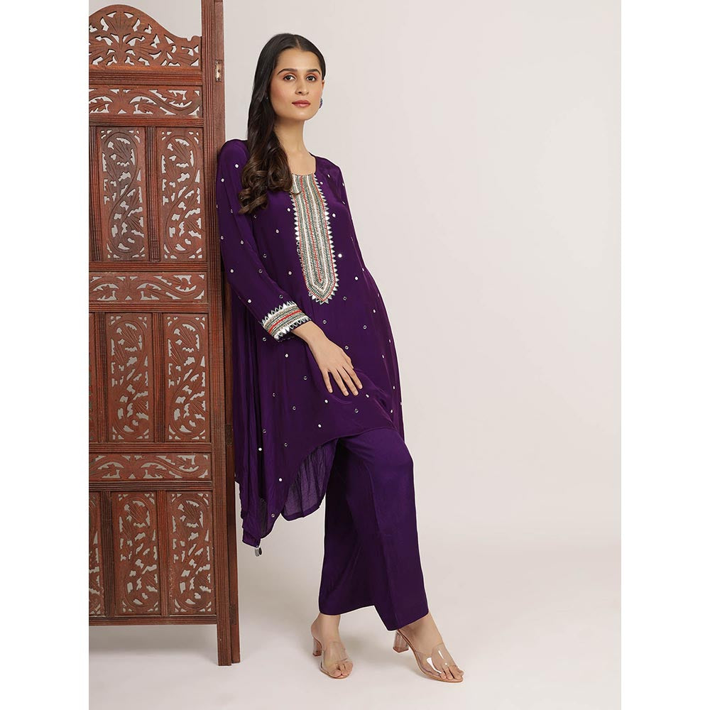 Bha-Sha Purple Zainab Kurta With Pant