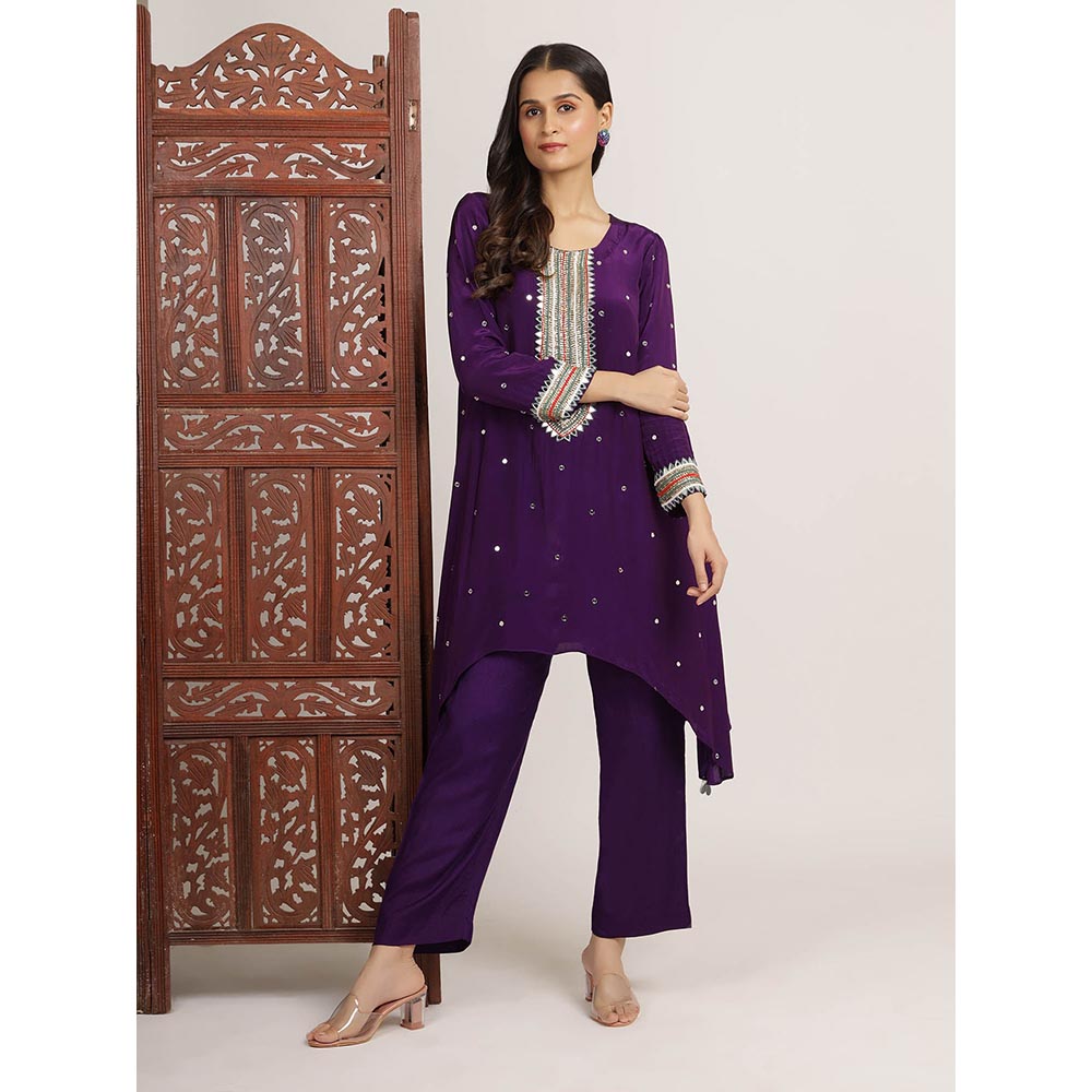 Bha-Sha Purple Zainab Kurta With Pant