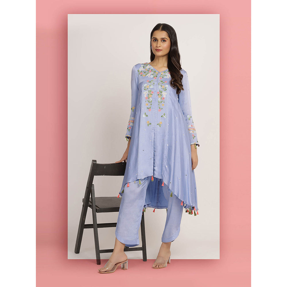 Bha-Sha Blue Devyani Kurta With Pant