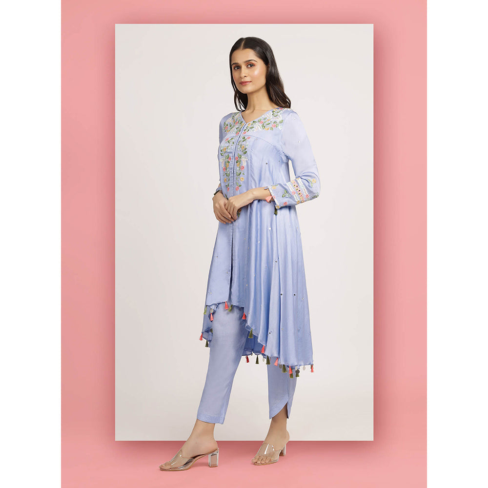 Bha-Sha Blue Devyani Kurta With Pant