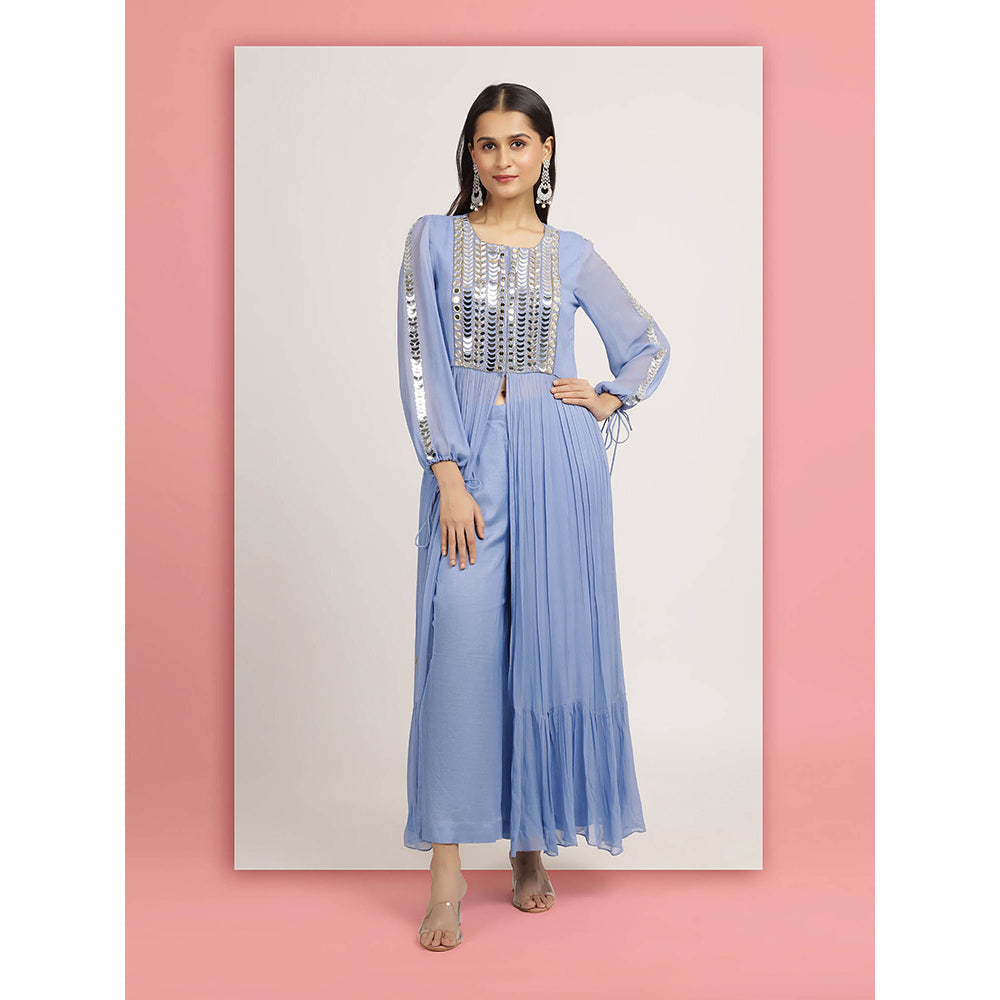 Bha-Sha Blue Rashi Kurta With Palazzo