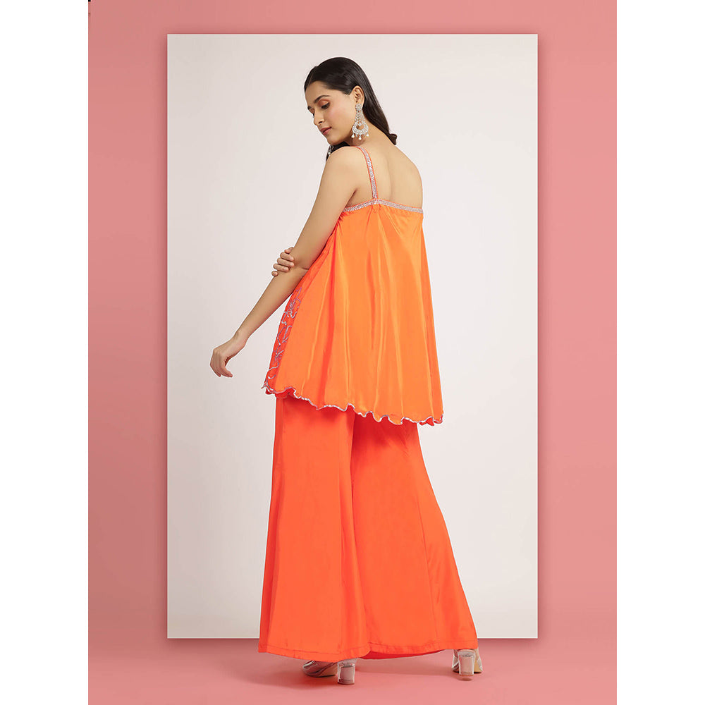 Bha-Sha Orange Hridiya Top With Palazzo