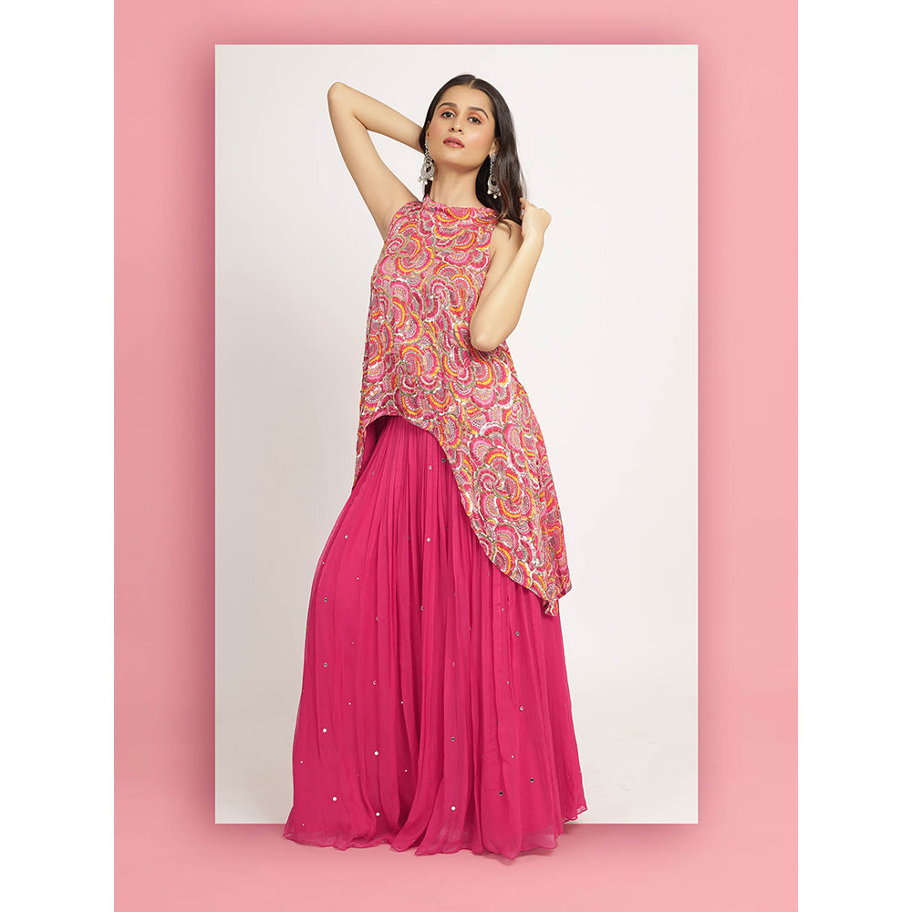 Bha-Sha Pink Alina Tunic With Lehengas