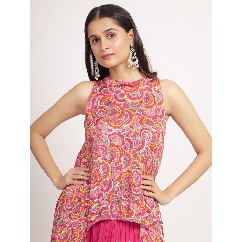 Bha-Sha Pink Alina Tunic With Lehengas