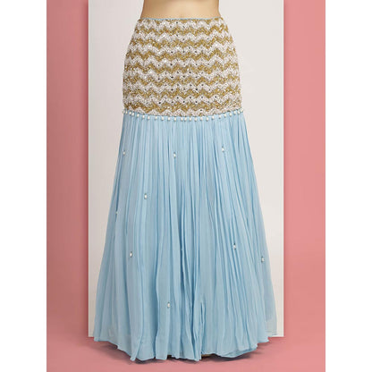 Bha-Sha Blue Mishka Blouse With Lehenga And Dupatta