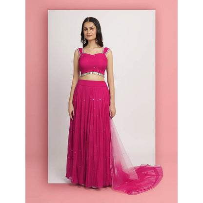 Bha-Sha Pink Aaradhya Blouse With Lehenga And Dupatta