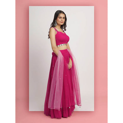 Bha-Sha Pink Aaradhya Blouse With Lehenga And Dupatta
