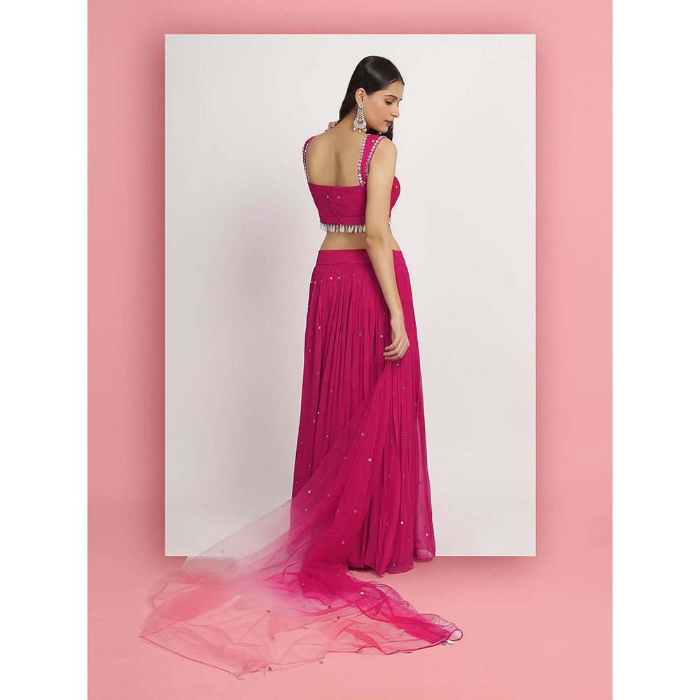 Bha-Sha Pink Aaradhya Blouse With Lehenga And Dupatta