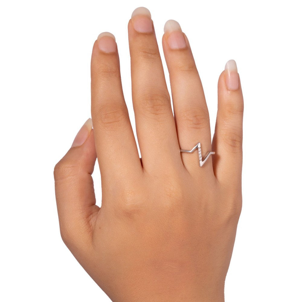 Bijou Co. Lightning Bolt Lab Grown Diamond Ring - White