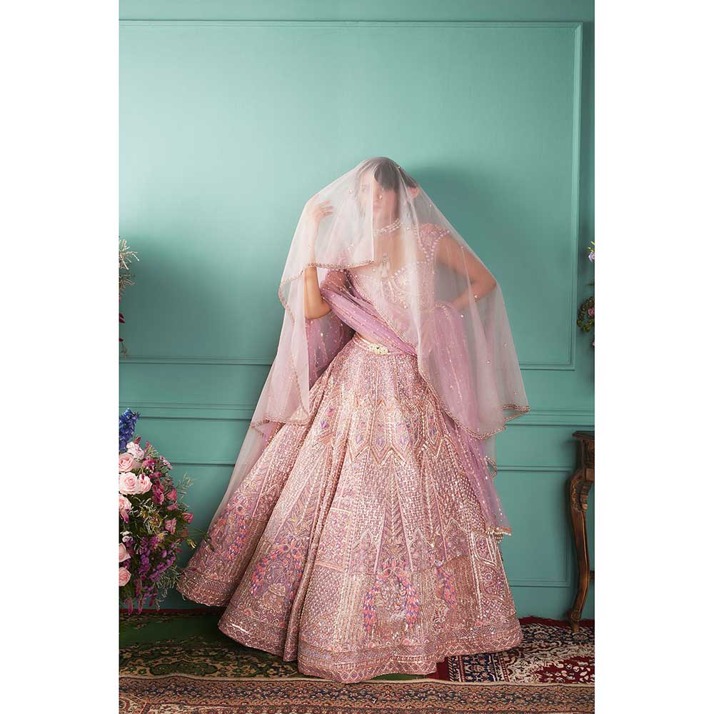Jigar and Nikita Lilac Blouse and Lehenga with Dupatta (Set of 3)