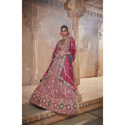 Jigar and Nikita Mauve Pink Bridal Blouse and Lehenga with Dupatta (Set of 3)